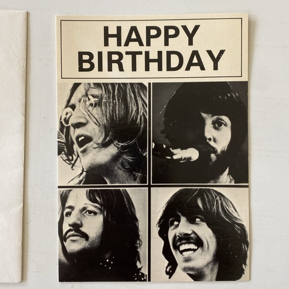 Vintage Beatles Greeting Cards with Envelopes, Happy Birthday & Blank 5”x7” - Picture 2 of 13